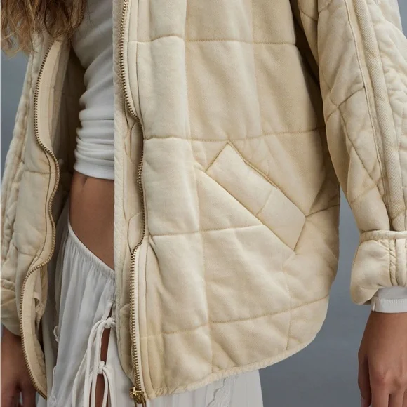 Free People dolman quilted jacket in vanilla cream size XS - Picture 16 of 16